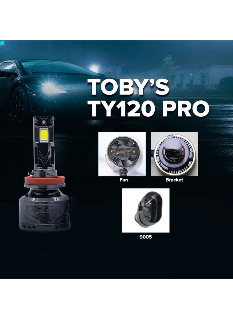 Toby's Tobys TY120 Pro 9005 2 Pieces 240W Original Tested LED Headlight Bulb Assembly 24000 Lumens 120W/Piece Xtreme Bright With Color Temperature 6500K  - Image 5