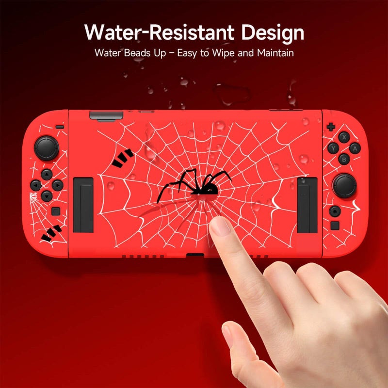 JEMDO Textured Grip Protective Case Compatible with Nintendo Switch 2 (2025) Only â€“ Spider Web Design, Red Matte Shockproof TPU Shell with Anti-Slip Handles, Ergonomic & Comfort Slim Back Cover - Image 4