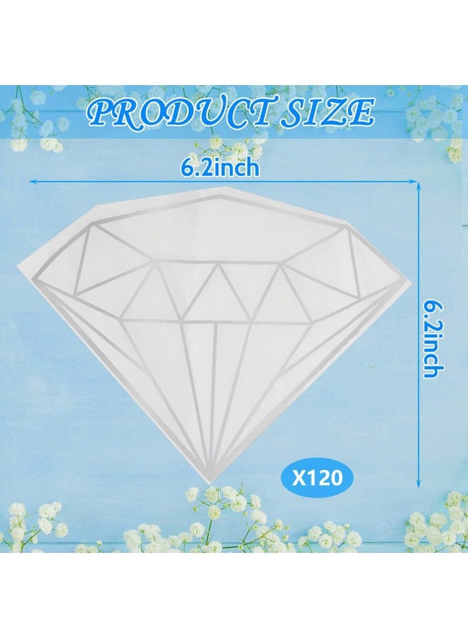 Epakh 80 Pack 6.2 Inch Diamond Paper Party Napkins Diamond Party Decoration Wedding Bridal Baby Shower Engagement Foil White Cocktail Napkins Disposable Towel for Birthday Decoration(Gold) - Image 2