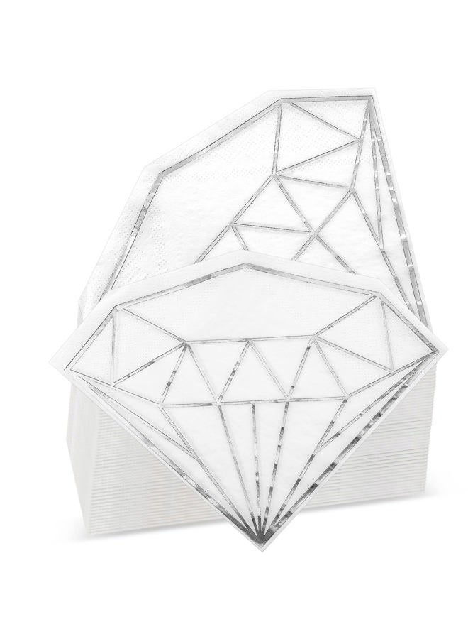 Epakh 80 Pack 6.2 Inch Diamond Paper Party Napkins Diamond Party Decoration Wedding Bridal Baby Shower Engagement Foil White Cocktail Napkins Disposable Towel for Birthday Decoration(Gold) - Image 1