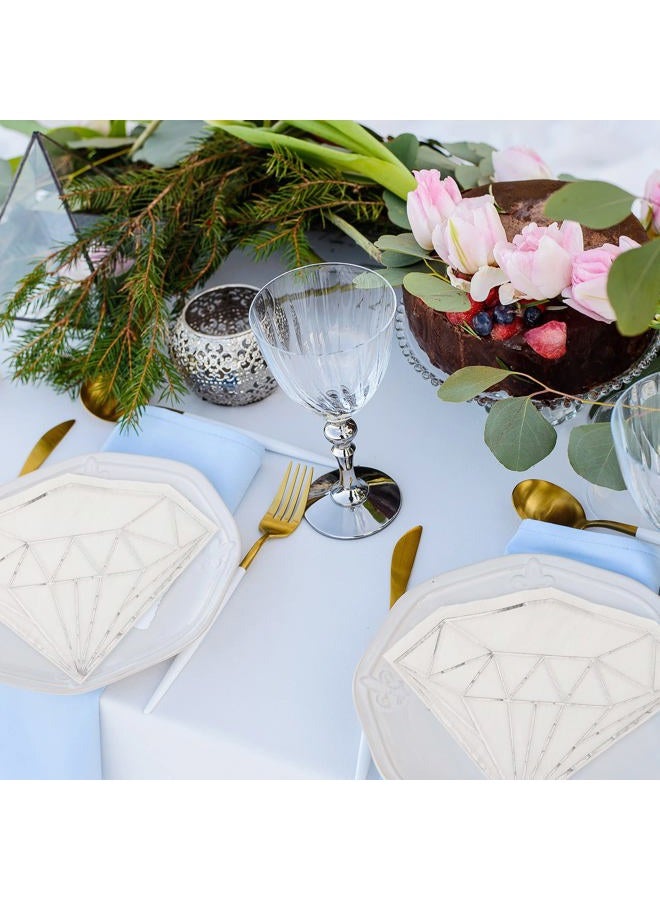 Epakh 80 Pack 6.2 Inch Diamond Paper Party Napkins Diamond Party Decoration Wedding Bridal Baby Shower Engagement Foil White Cocktail Napkins Disposable Towel for Birthday Decoration(Gold) - Image 4