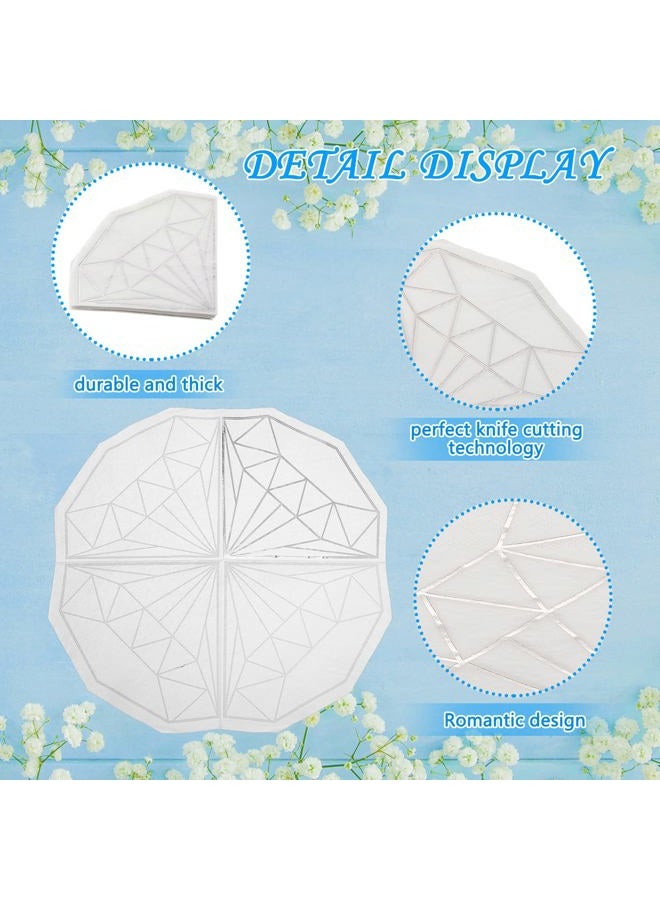 Epakh 80 Pack 6.2 Inch Diamond Paper Party Napkins Diamond Party Decoration Wedding Bridal Baby Shower Engagement Foil White Cocktail Napkins Disposable Towel for Birthday Decoration(Gold) - Image 3