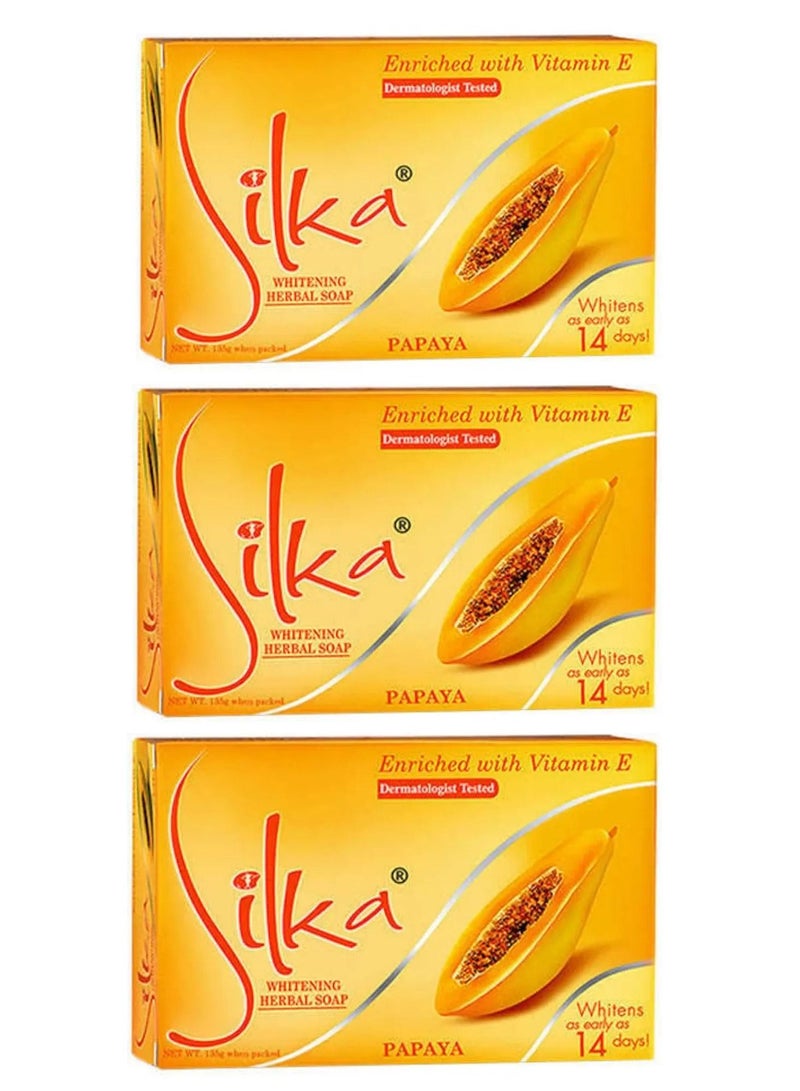 Silka Vitamin E And Papaya Whitening Herbal Soap Orange Pack of 6 - Image 1