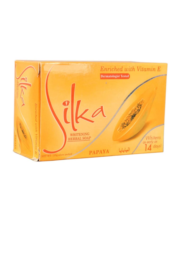 Silka Vitamin E And Papaya Whitening Herbal Soap Orange Pack of 6 - Image 2