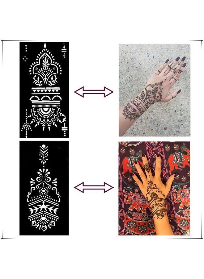 QSTOHENA - Henna Tattoo Stencils kit, 12 Sheets Temporary Tattoo Stickers for Women Girls Indian Arabian Reusable Hand Tattoo Templates - Image 1