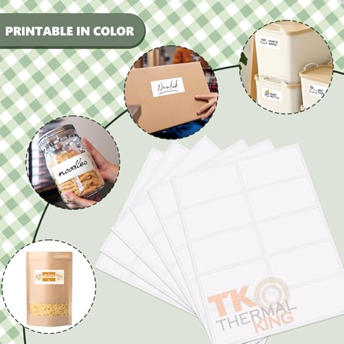 TK Thermal King 2" x 4" 100 Sheets White Permanent Adhesive Shipping 1000 Labels for Laser & Inkjet Printers (10 Labels/Sheet) - Image 5