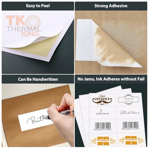 TK Thermal King 2" x 4" 100 Sheets White Permanent Adhesive Shipping 1000 Labels for Laser & Inkjet Printers (10 Labels/Sheet) - Image 4