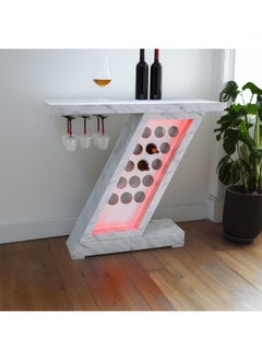 DANUBE HOME Hayward Bar Counter with Wine Rack, Bottle Holder, LED Lights & Bluetooth Speakers Modern Home Bar, Stylish Bar Cabinet with Storage, Entertainment Bar for Living Room- White  - Image 2