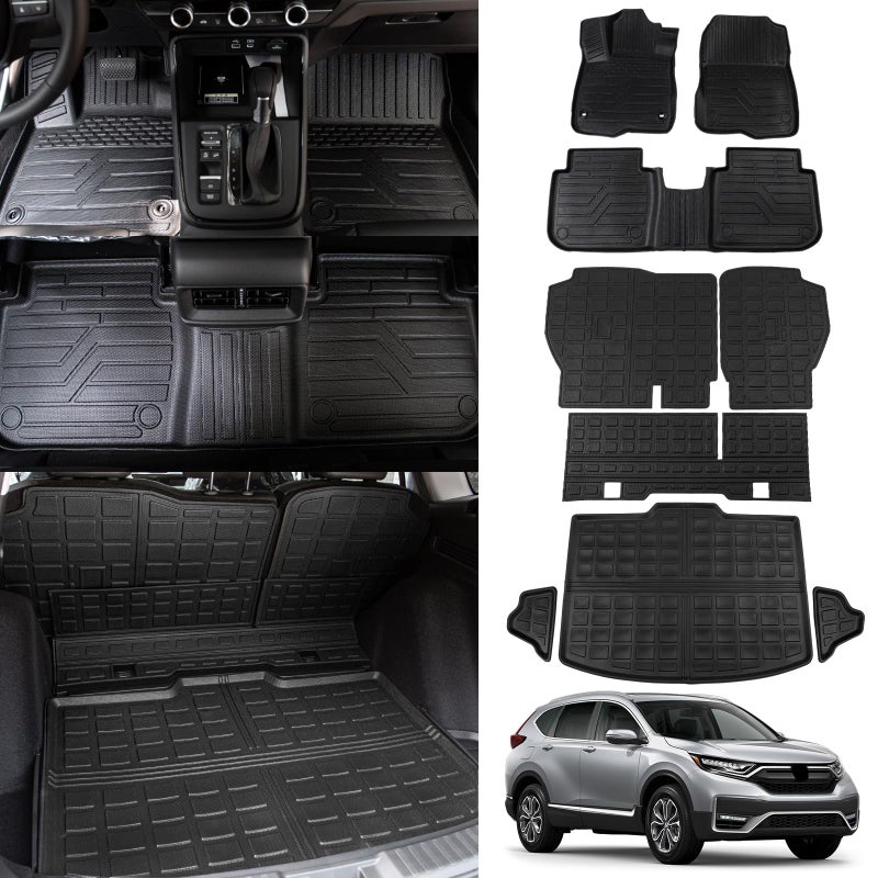 Thinzyou Floor Mats Compatible with 2023 2024 2025 2026 Honda CRV Cargo Mats Liner TPE Back Seat Cover Trunk Mats Fuel 2024 CRV Accessories NonHybrid Lower Deck Trunk MatBackrest MatsFloor Mats