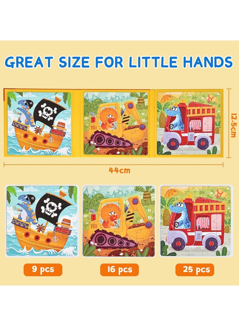 Magnetic 3-in-1 Graduated Difficulty Puzzle Book, Educational Logic Development Jigsaw Toy, Durable Paper Material, for Ages 3+, Ideal for Boys & Girls - Transportation Vehicles - Image 4