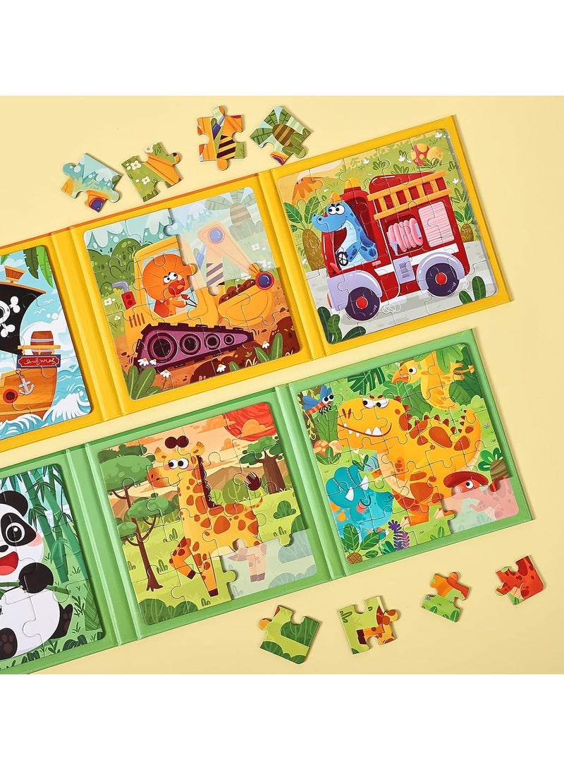 Magnetic 3-in-1 Graduated Difficulty Puzzle Book, Educational Logic Development Jigsaw Toy, Durable Paper Material, for Ages 3+, Ideal for Boys & Girls - Transportation Vehicles - Image 5