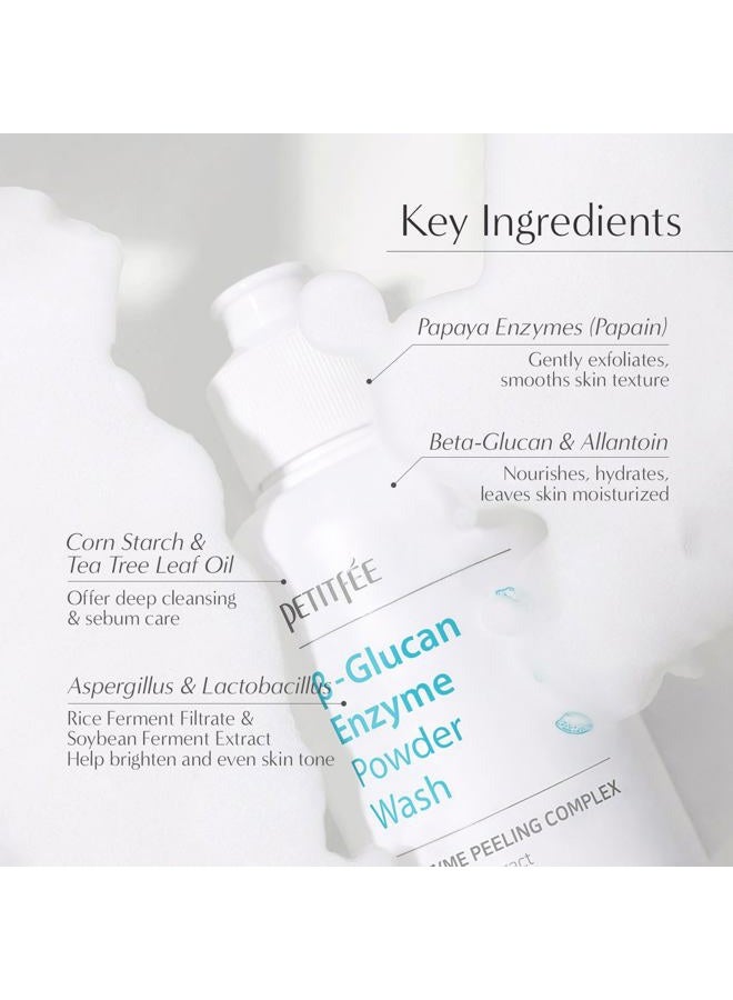 Petitfee B-Glucan Enzyme Powder Wash 2.82 oz (80g) - Facial Cleanser, Cleansing Powder with Papaya Extract Papain, Rice Ferment Extract for Gentle, Daily Exfoliation, Powder Soap, Cleansing Mask - Image 5