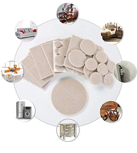 Hyderon Self Adhesive Square Felt Pads Non Skid Floor Protector Furniture Sofa Chair Balance Pad Noise Insulation Bumper Beige - Image 4