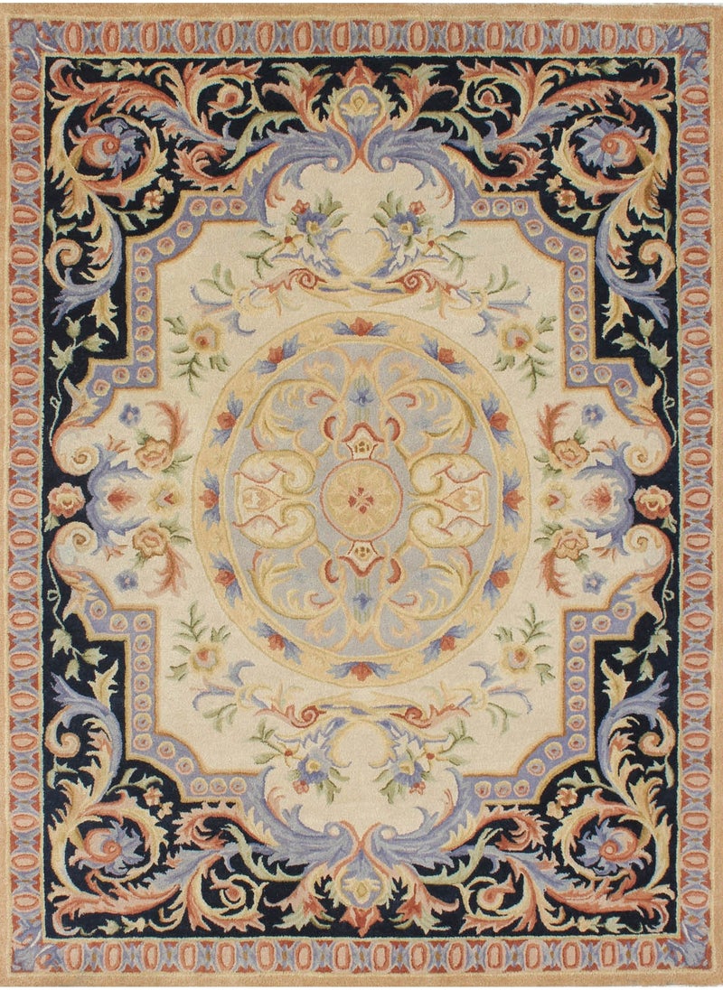 AURUM HOME AH018A Hand Tufted Traditional Area Rug Indoor Living Dining Bedroom Room and Gallery Area Rugs Cut Pile Wool, Rectangle  - Image 1