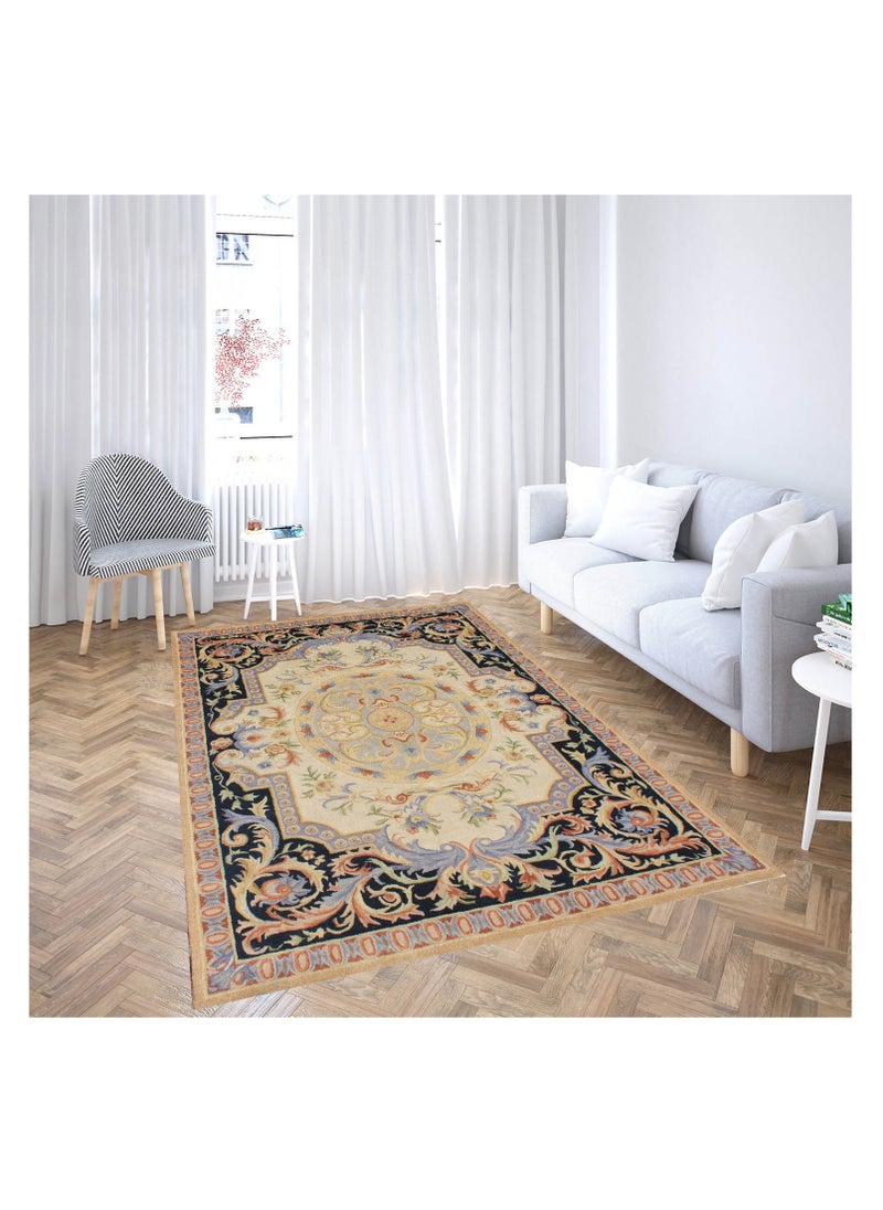 AURUM HOME AH018A Hand Tufted Traditional Area Rug Indoor Living Dining Bedroom Room and Gallery Area Rugs Cut Pile Wool, Rectangle  - Image 2