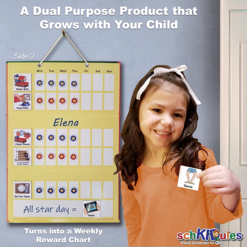 SchKIDules Home-Themed Magnetic Visual Schedule & Reward Chart w/129 Colorful Magnets & 2-Sided 18â€ Folding Board; for Daily Routines, Chores, Behavioral Supports, Kidsâ€™ Calendar, ADHD & Autism Tools - Image 3