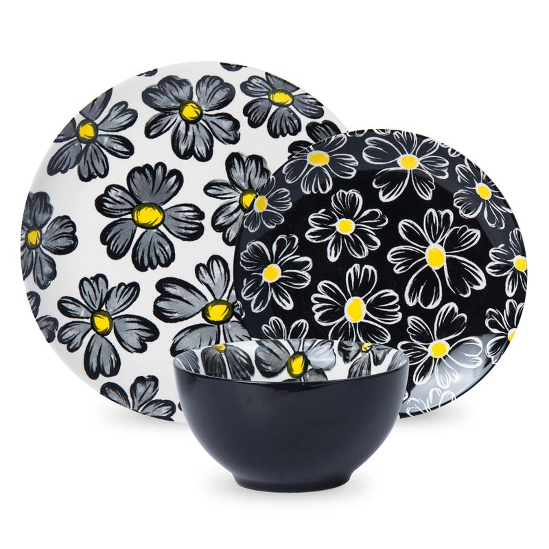 SAGOSKAT 12pieces Dinnerware Set Ceramic Dish Set Plates Sets Service for 4 Bowl Sets Stoneware Dinnerware Sets 12pcs Plate and Bowl Set for kitchen