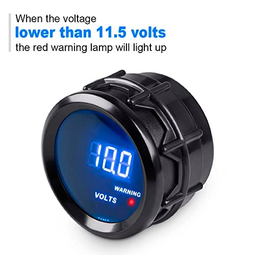 WATERWICH DC12V Voltmeter Blue Digital LED Volt Gauge Voltage Meter Kit 2inches 52mm for Car Truck Vehicle Automotive - Image 3