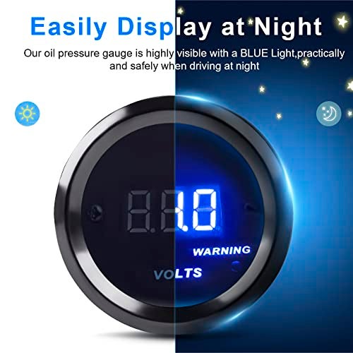 WATERWICH DC12V Voltmeter Blue Digital LED Volt Gauge Voltage Meter Kit 2inches 52mm for Car Truck Vehicle Automotive - Image 4