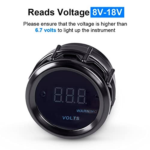 WATERWICH DC12V Voltmeter Blue Digital LED Volt Gauge Voltage Meter Kit 2inches 52mm for Car Truck Vehicle Automotive - Image 2