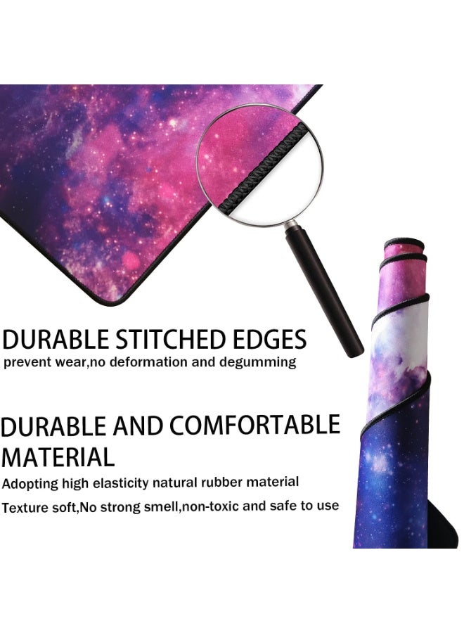 NXT Large Extended Gaming Mouse Pad, Long Mouse Pads, Extra Large Big Mouse Pad with Stitched Edge, XXL Non-Slip Computer Computer Keyboard Mat for Gamer/Desktop/Office/Home, Galaxy - Image 2