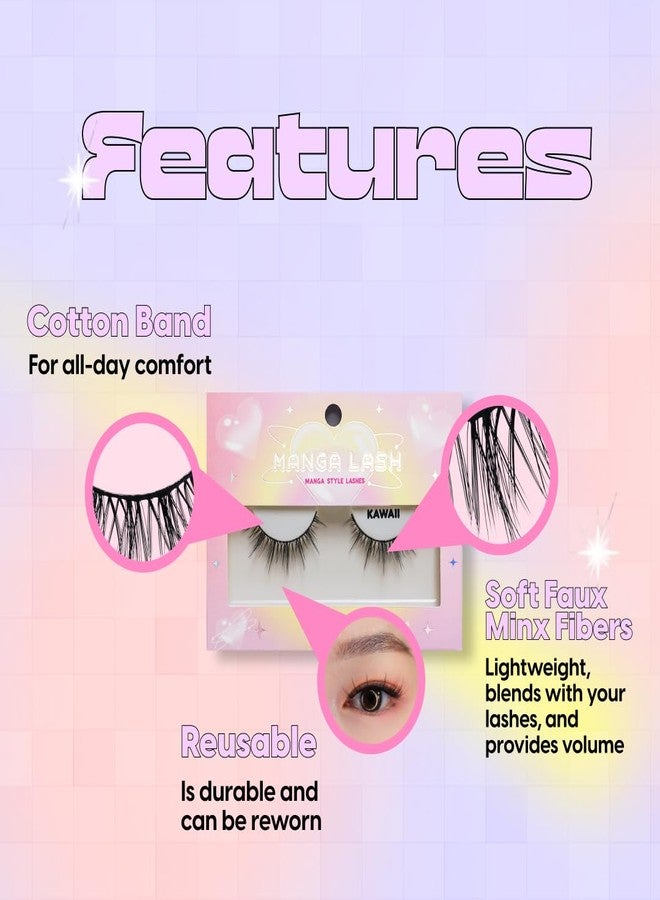 KARA BEAUTY MANGA LASHES Manga Style False Eyelashes KAWAII - Faux Spiky Anime Lash with Natural Dimension - Lightweight Flexible Band Strip Lashes for Anime Cosplay - Image 5