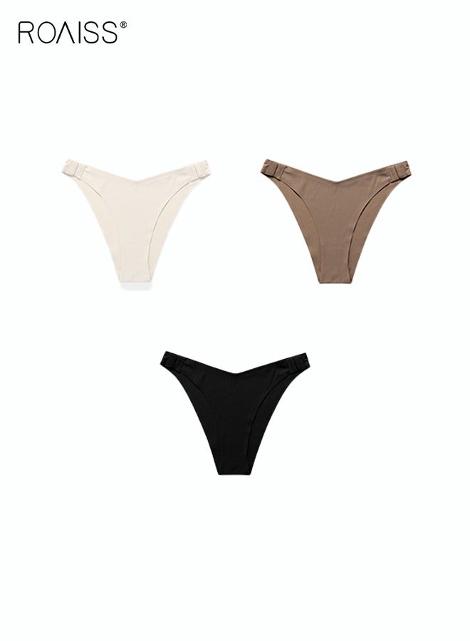 roaiss 3 Piece Pregnant Women's Invisible Underpants Low Waist V-Shaped Physiological Period Side Slip On And Slip Off Sports Quick Drying Underwear On The Side  - Image 1