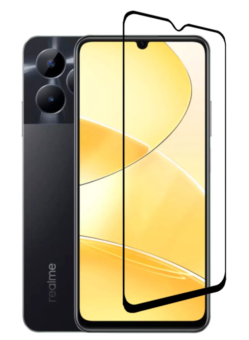 لـ Realme C51 - واقي شاشة زجاجي مقسى - حافة متقدمة بدون حدود، مقاوم للكسر، استجابة عالية، شفافية أعلى، سهل التركيب، واقي شاشة مقاوم للخدش وخالي من الفقاعات - أسود - Image 1
