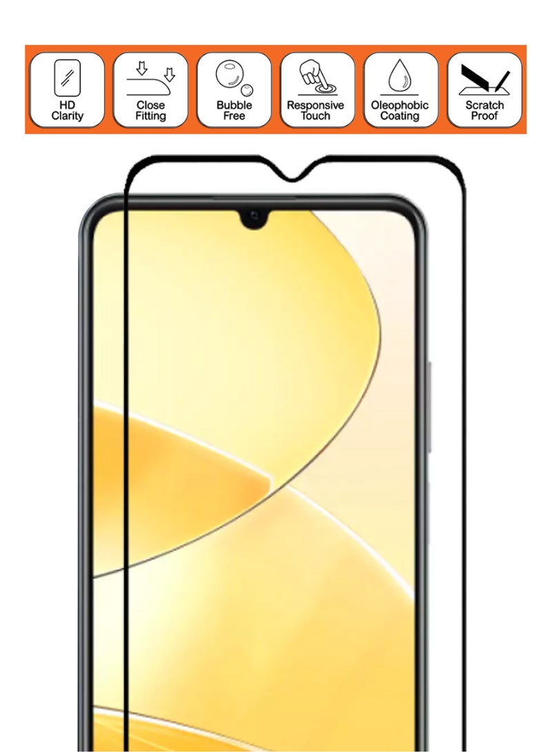 لـ Realme C51 - واقي شاشة زجاجي مقسى - حافة متقدمة بدون حدود، مقاوم للكسر، استجابة عالية، شفافية أعلى، سهل التركيب، واقي شاشة مقاوم للخدش وخالي من الفقاعات - أسود - Image 4
