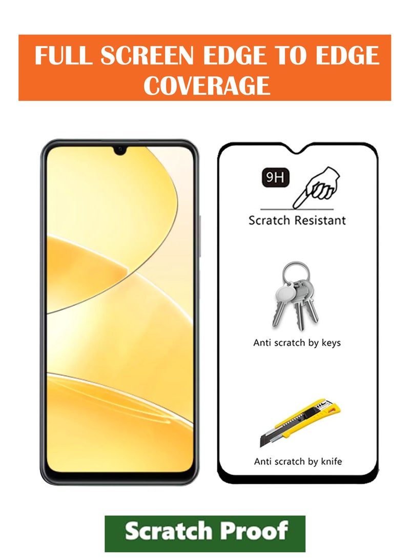 لـ Realme C51 - واقي شاشة زجاجي مقسى - حافة متقدمة بدون حدود، مقاوم للكسر، استجابة عالية، شفافية أعلى، سهل التركيب، واقي شاشة مقاوم للخدش وخالي من الفقاعات - أسود - Image 2