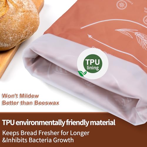 LDJRCP Bread Bags for Homemade with Beeswax Wrap - Zipper Reusable Bread Bag for Sourdough 2-Pack, Reusable Food Storage Bag to Keep Sourdough Fresh, Freezer-Safe, Eco-Friendly (Orange&Grey) - Image 5