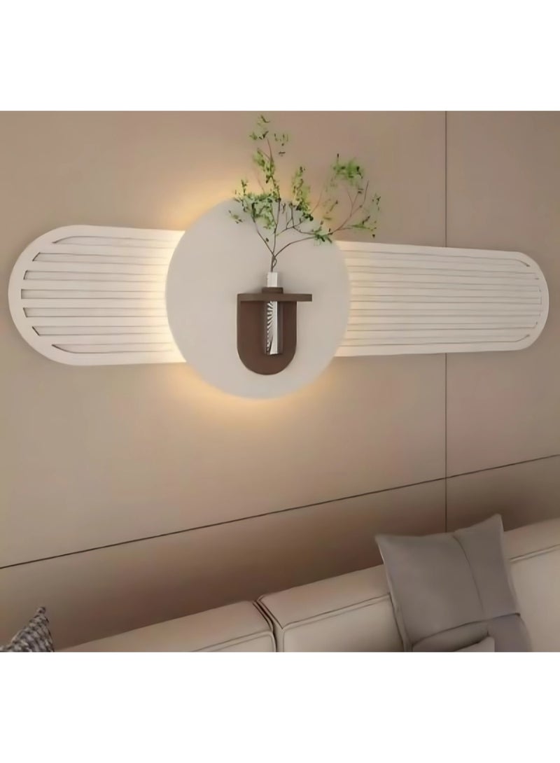 Gardenia Sun Plate – Hidden Light Wall Art with Glass Rose Holder and Remote Control – Elegant Illuminated Decorative Panel for Living Room, Entrance, or Bedroom – Premium Wooden Design with Round Mirror Accent ( Cream Branches ) - Image 2