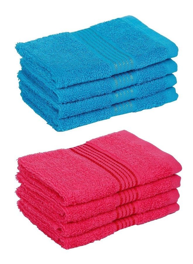KOPA Quick Dry 100% Cotton Soft Terry Towel -8pc Face Towel (d'ross) | Quick Dry 100% Cotton | Super Absorbent, Lightweight, Odour Free - for Men, Women, Kids Solid-Turq/Pink - Image 3