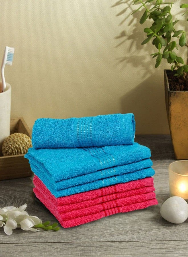 KOPA Quick Dry 100% Cotton Soft Terry Towel -8pc Face Towel (d'ross) | Quick Dry 100% Cotton | Super Absorbent, Lightweight, Odour Free - for Men, Women, Kids Solid-Turq/Pink - Image 1
