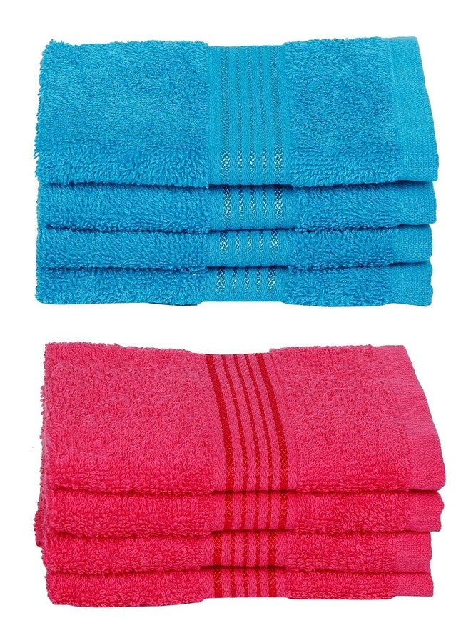 KOPA Quick Dry 100% Cotton Soft Terry Towel -8pc Face Towel (d'ross) | Quick Dry 100% Cotton | Super Absorbent, Lightweight, Odour Free - for Men, Women, Kids Solid-Turq/Pink - Image 2