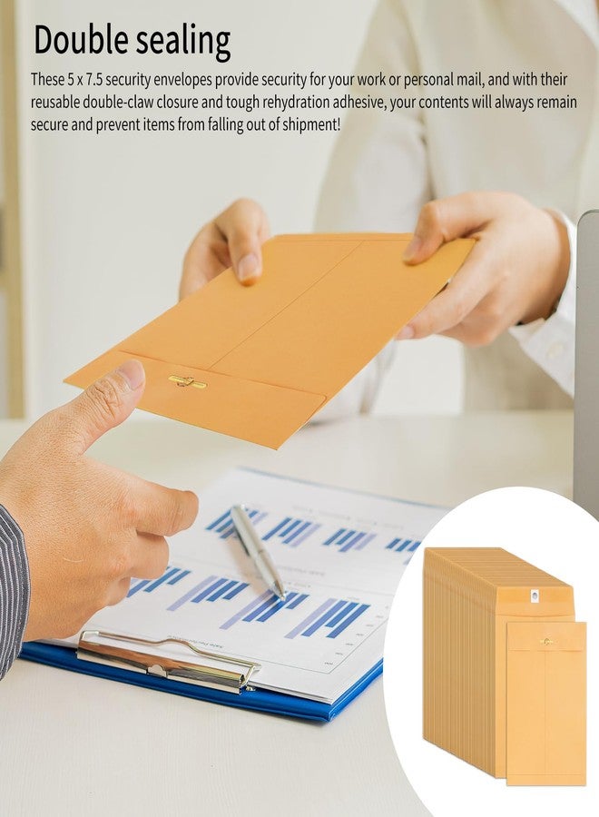 ARPOVIST 50 Pcs 5 x 7.5 Inch Small Manila Clasp Envelopes, 28 lb Kraft Paper Yellow Envelopes with Metal Clasp and Gummed Seal for Mailing, Office, School, and Home Use - Image 5