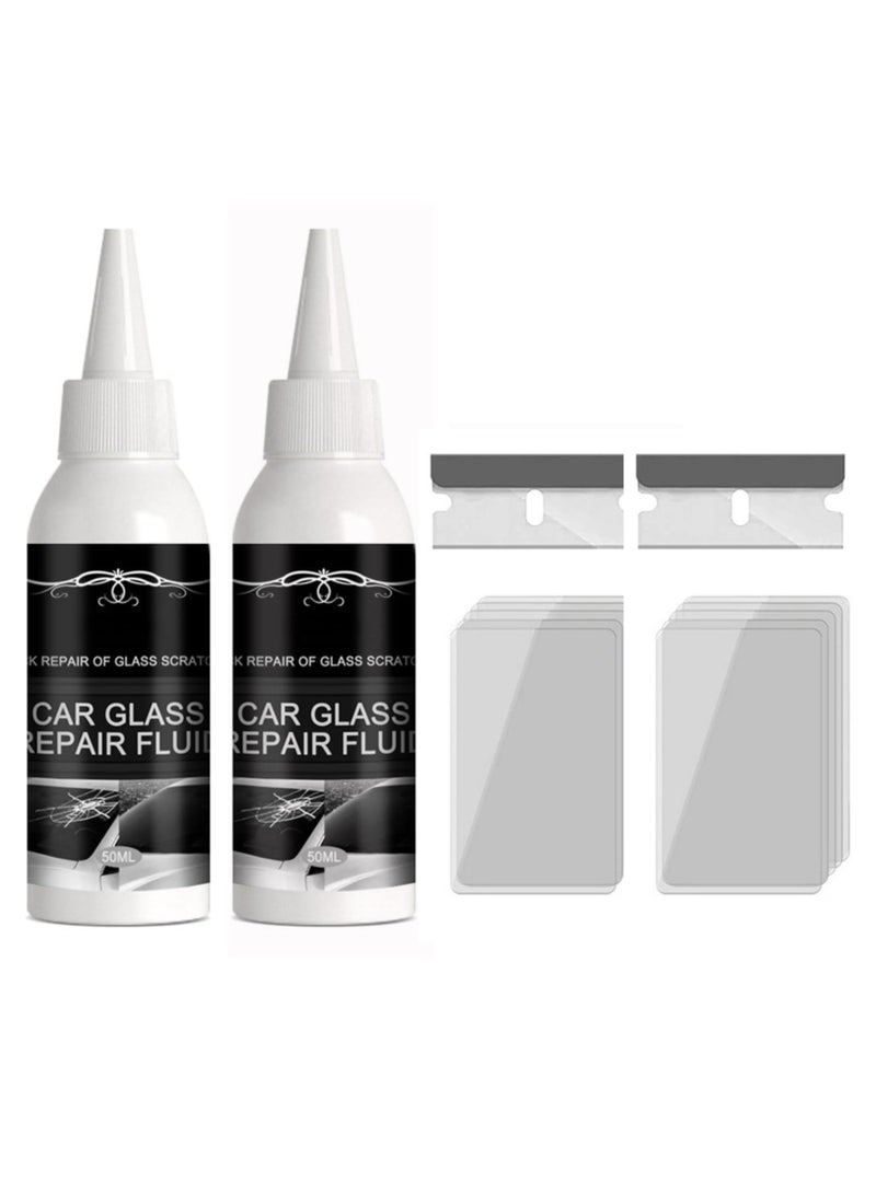 Excefore 2x50ml Car Windshield Crack Scratch Resin Repair Tool For Glass Chips And Cracks, DIY Car Windshield Repair Kit, Car Windscreen Glass Repairing Glue For Bulls Eyes, Star Half Moon, Start-Shaped Crack - Image 1