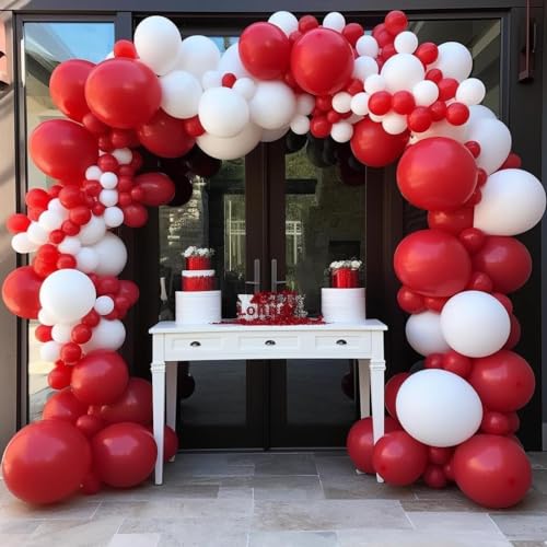 ADOINBY طقم قوس البالونات الأحمر والأبيض من ADOINBY 140 قطعة لعيد الميلاد، الزفاف، الخطوبة، حفلات استقبال المواليد، عيد الميلاد، حفلات الذكرى السنوية - Image 5