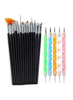 LifexTol 20pc Nail Art Painting Brush Pen Tools Kit UV Gel Building Drawing Linering Brushes Set Mandala Nail Dotting Pens (Black) 