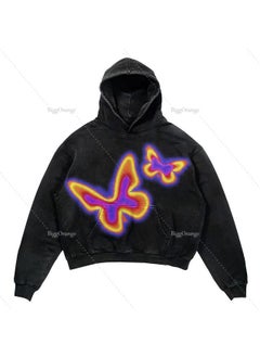 New Hiphop Green Zip Hoodie Men Urban Harajuku Anime Print Long Sleeve 21 Black Washed Old Hoodie