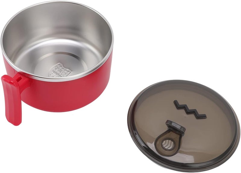 Ramen Cooker, Stainless Steel Insulated Large Capacity with Lids Stand Design Ramen Noodles Bowl Ramen Bowl for Apartment Home Office Lunch (Red) - Image 1