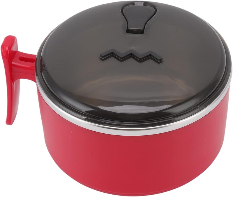 Ramen Cooker, Stainless Steel Insulated Large Capacity with Lids Stand Design Ramen Noodles Bowl Ramen Bowl for Apartment Home Office Lunch (Red) - Image 3