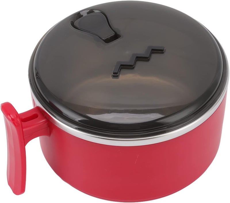 Ramen Cooker, Stainless Steel Insulated Large Capacity with Lids Stand Design Ramen Noodles Bowl Ramen Bowl for Apartment Home Office Lunch (Red) - Image 4