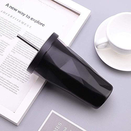 STORE 2508 480ML Vacuum Insulated Travel Stainless Steel Flask Tumbler with Steel Straw and Lid Hot and Cold Sipper (Black) - Image 4