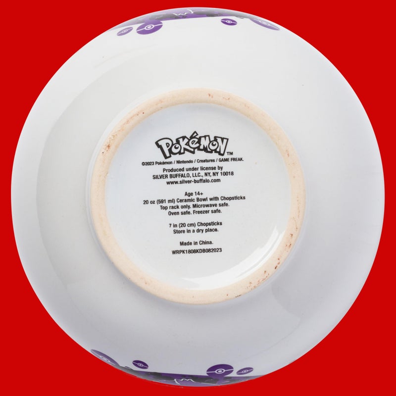 Silver Buffalo Pokemon Gengar Pokeball Ceramic Ramen Noodle Rice Bowl with Chopsticks, Microwave Safe, 20 Ounces - Image 5