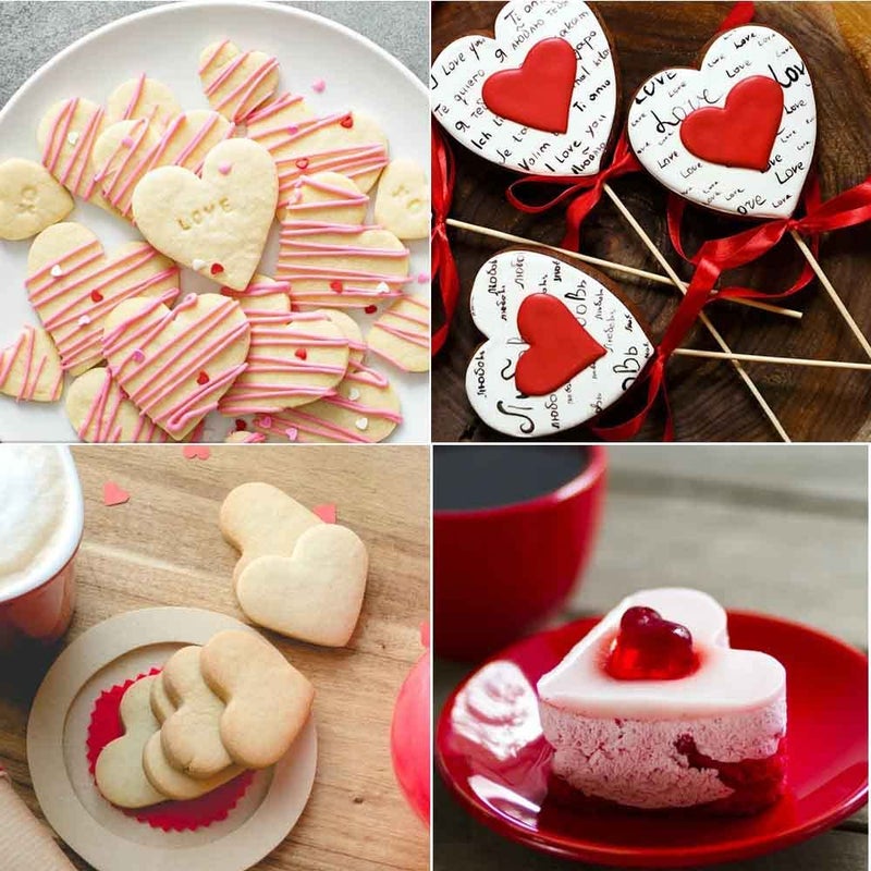 Furimuk KaKuta Valentines Day Cookie Stencils Coffee Cake Templates Decoration20 Pcs Reusable Heart Love Powder Sieve Template for Coffee Cake Stencils Decorating Baking Painting Mold Tools - Image 2