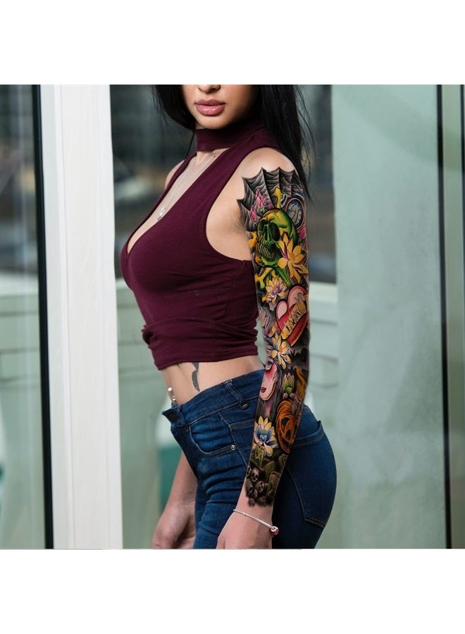 Briyhose Colorful Temporary Tattoos Sleeve For Kid, Full Arm Large Realistic Fake Sleeve Tattoo Stickers For Women Kids Party Favors, Watercolor Halloween Temp Tatoo Boys Girls Leg Body Art, 4-Sheet - Image 5