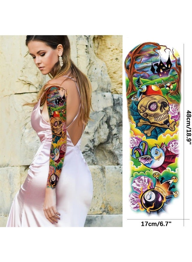 Briyhose Colorful Temporary Tattoos Sleeve For Kid, Full Arm Large Realistic Fake Sleeve Tattoo Stickers For Women Kids Party Favors, Watercolor Halloween Temp Tatoo Boys Girls Leg Body Art, 4-Sheet - Image 4