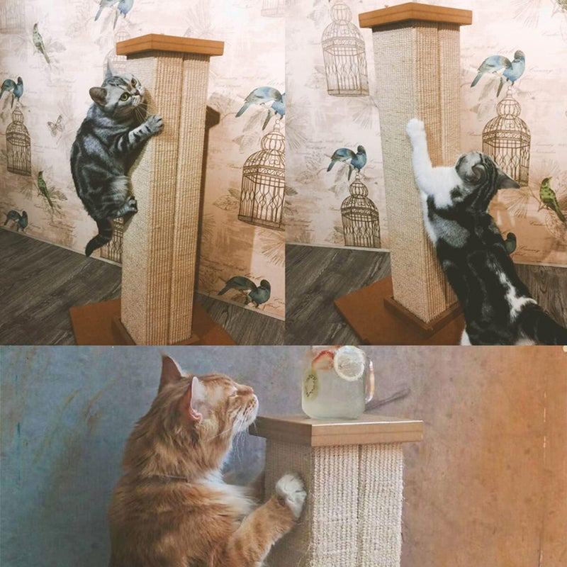 NeoStyle Ultimate 80cm Tall Cat Scratching Post,Cat Scratchers for Indoor Cats,Cuboid Sisal cat scratch column (Brown) - Image 5