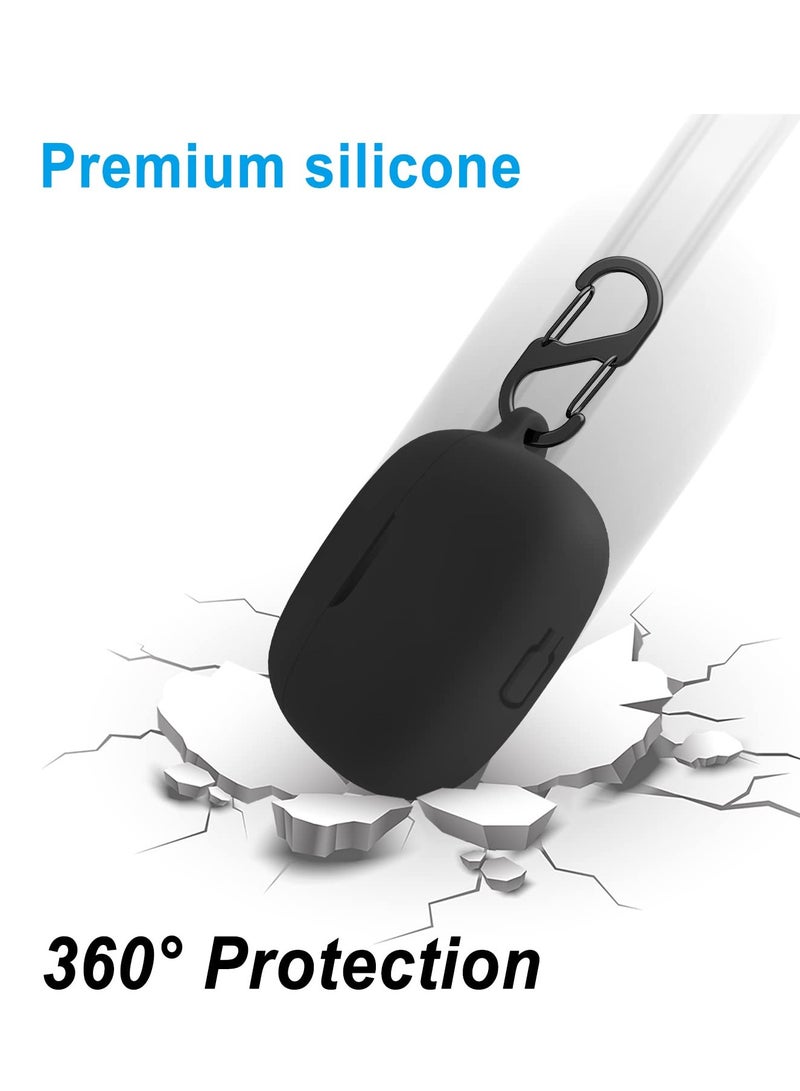 1pcs Silicone Case for JBL Wave 200TWS Shockproof Scratch-Resistant Silicone Case with Carabiner (Black)  - Image 2